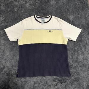 Orly yellow and navy short sleeve t-shirt